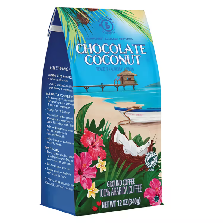 Barissimo Medium Roast lavored Ground Coffee 12oz (Chocolate Coconut)